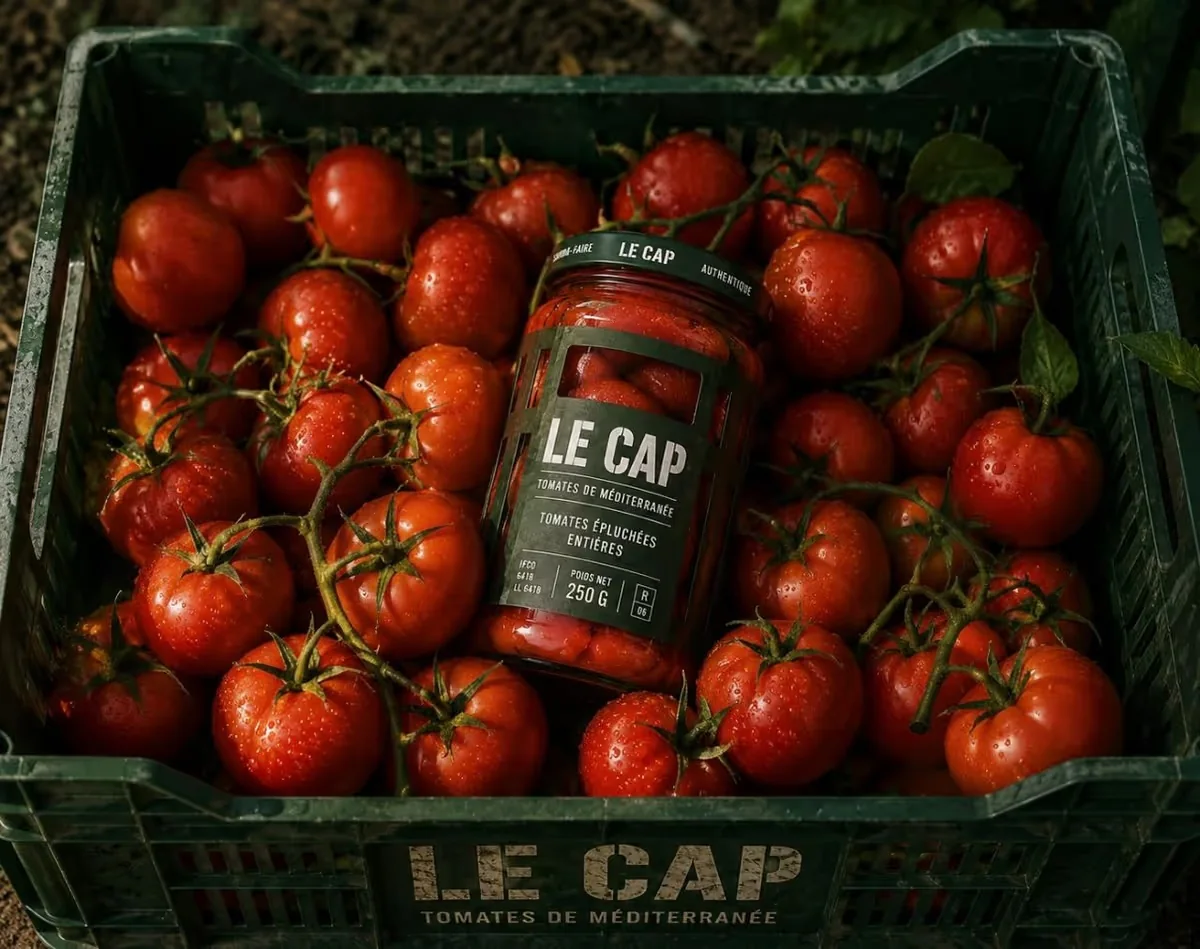 Le Cap, packaging de tomates de Méditerranée dans une caisse de récolte